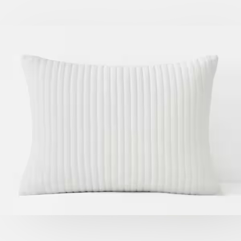 Velvet King Size, Luxurious Soft, Striped Channel Shams, Bright White - Pillow